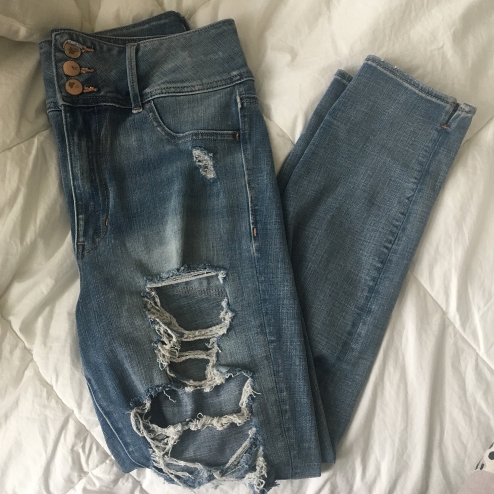 American Eagle High Waisted Ripped Jeans